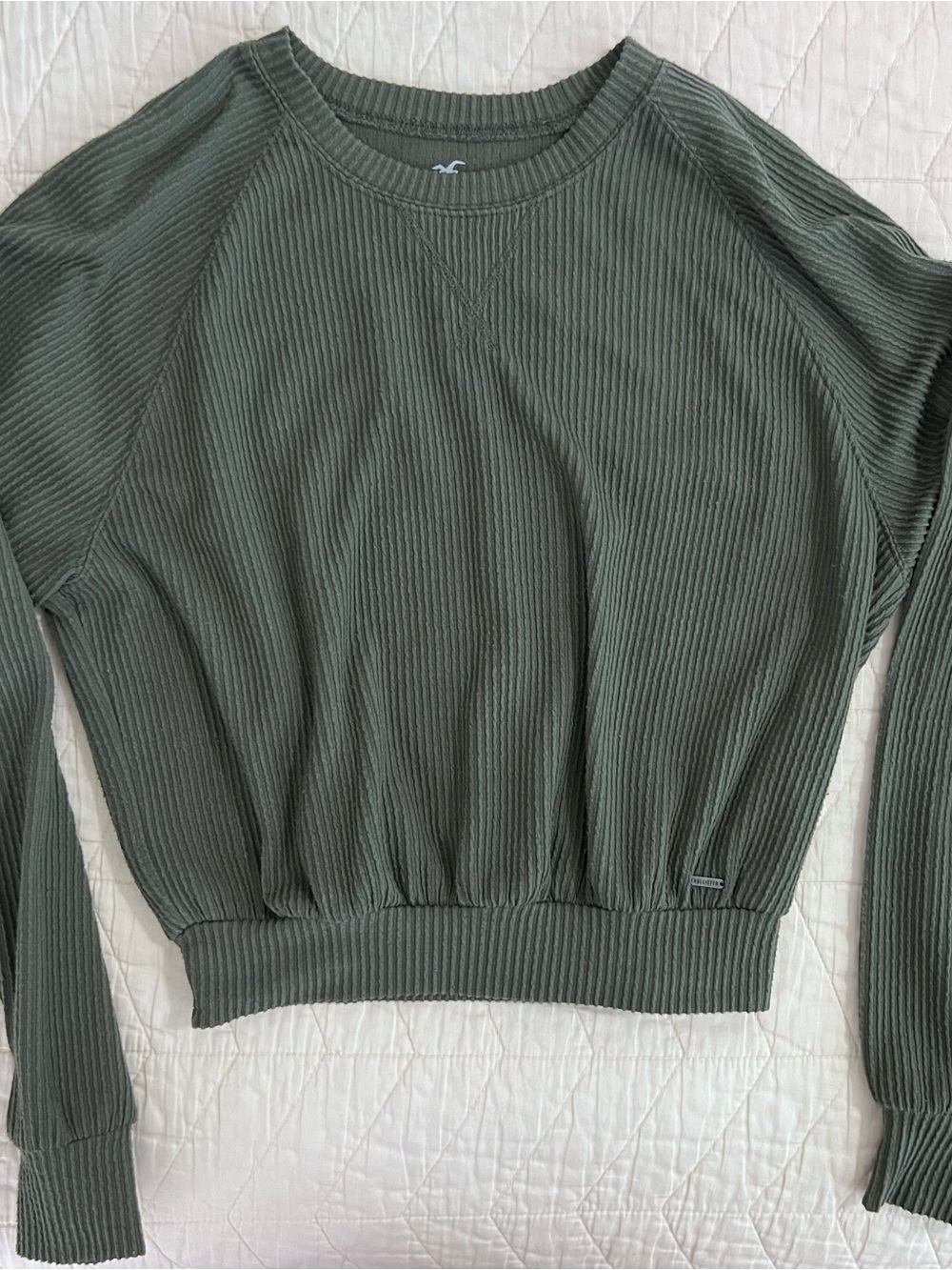 Women’s Hollister Olive Ribbed Crewneck Sweatshirt